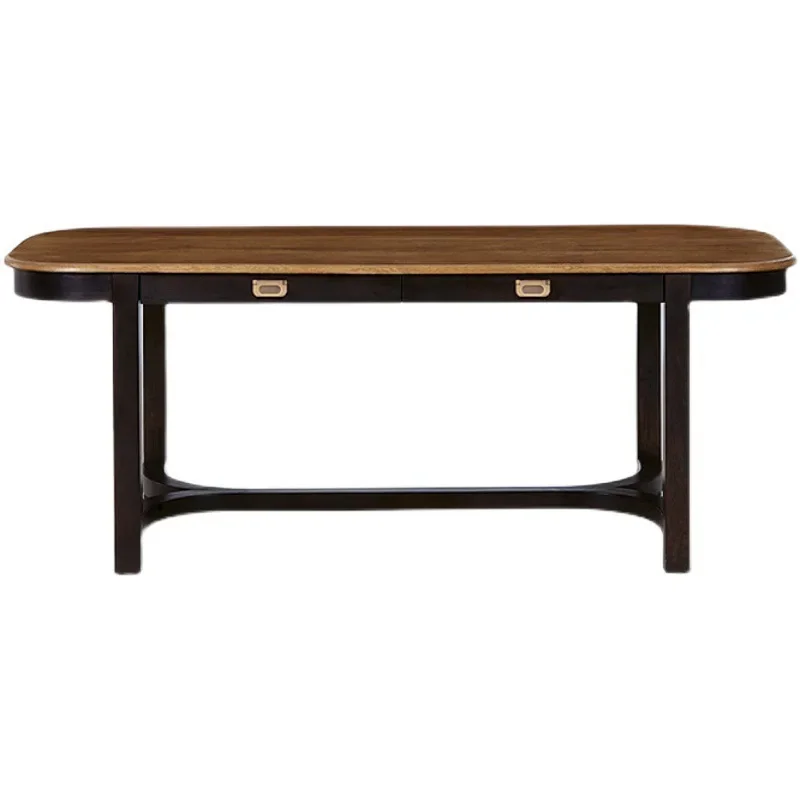 

Nordic retro long dining table, Roman column special-shaped log wabi-sabi oval, medieval simple dining table
