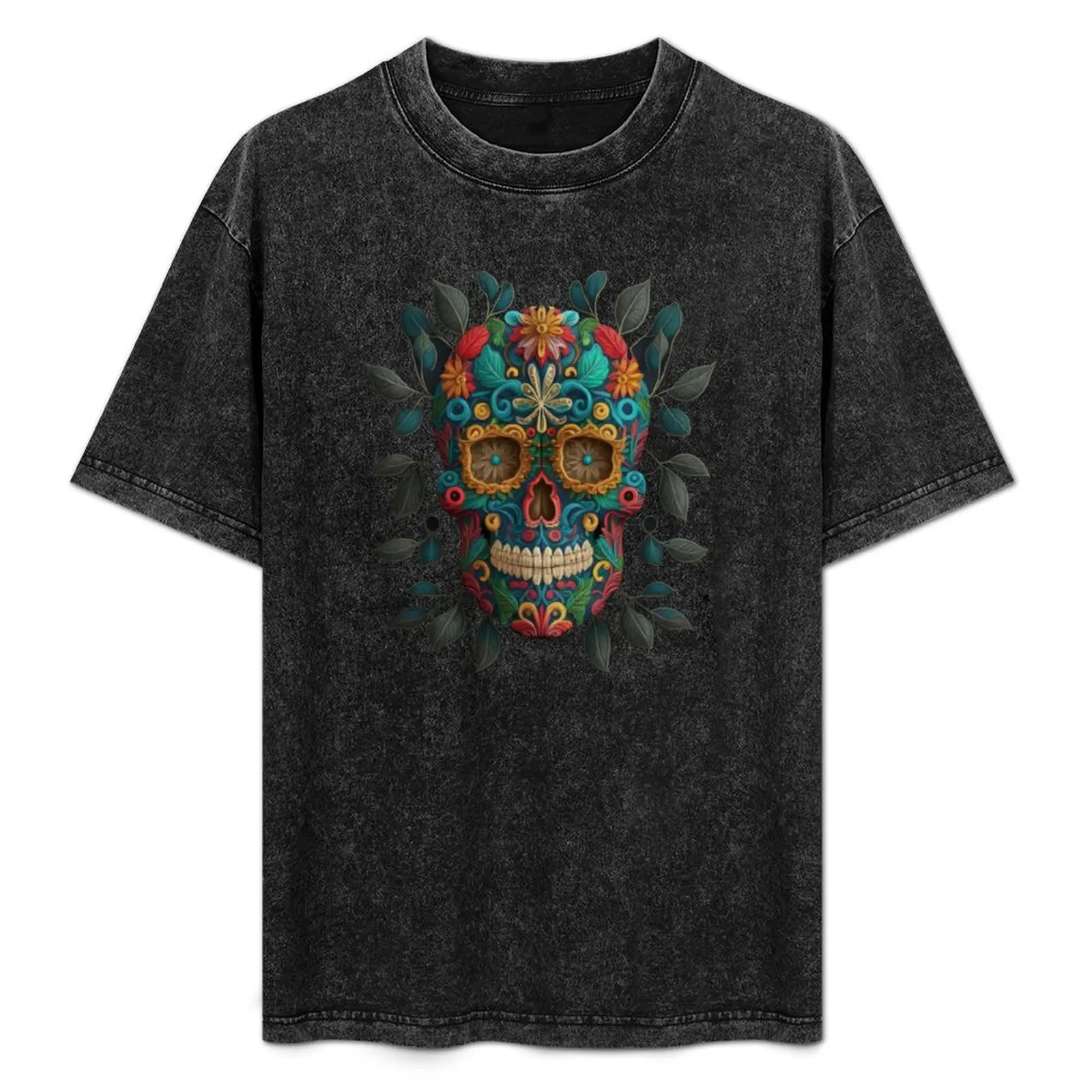 

Deluxe design made of embroidery skull textile Day of the Dead, Dia de los Muertos T-Shirt custom shirt t shirts men