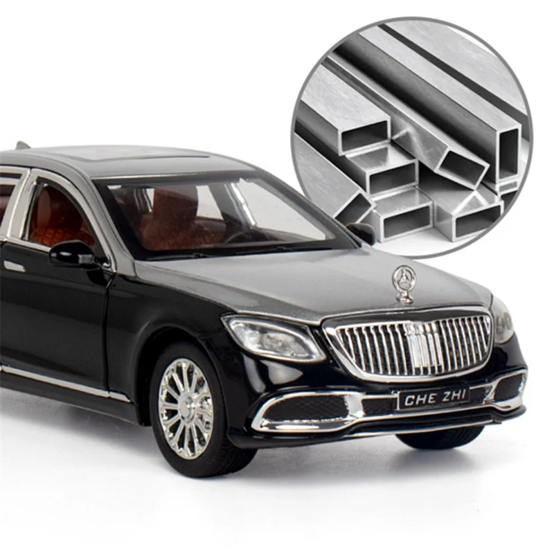 1:24 Maybach S600 S650 modello di auto in metallo in lega diecast veicoli giocattolo in metallo modello di auto alta simulazione suono e luce regalo