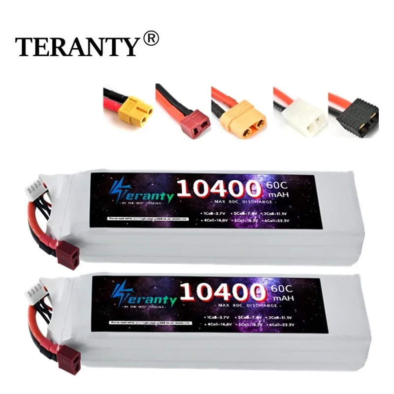 TERANTY-Batterie Litio Polimérica 3S, 11.1V, 10400mAh, Lipo, 60C, Voiture RC, Drone, Carreras, Hobby, Recargable, Quadrotor,