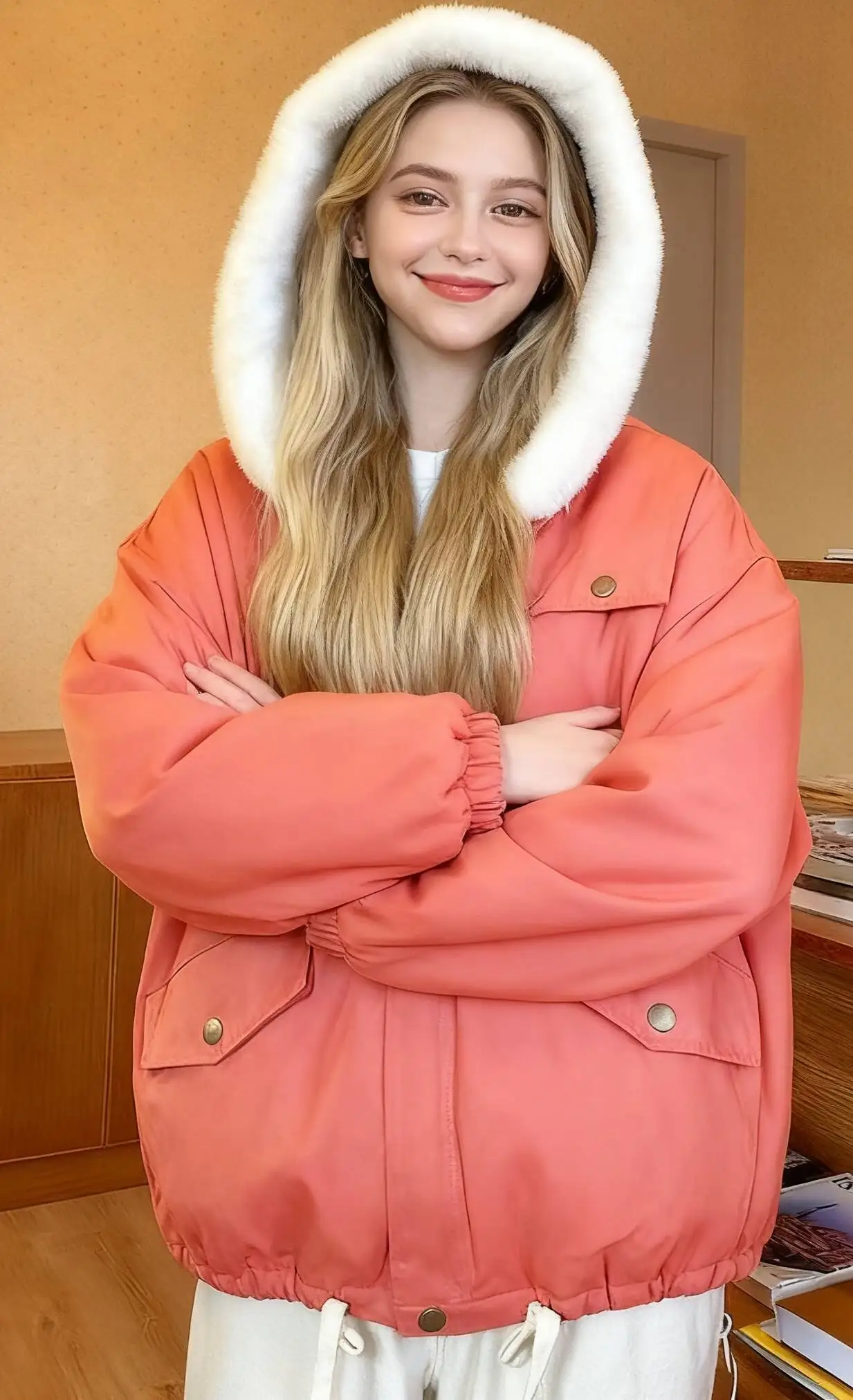 

Парки для женщин и девочек, зимние кашемировые наполнители, регулируемый пояс, застежка-кнопка, воротник-стойка, консервативный стиль, школьники