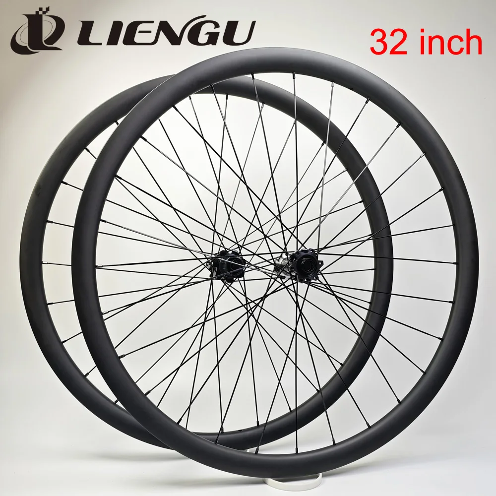 

32er MTB Asymmetry Carbon Wheelset Tubeless 40mm Width 32mm Inner Wide 25 Depth Boost 110mm 148mm 6 Bolts Disc Brake XC AM DH