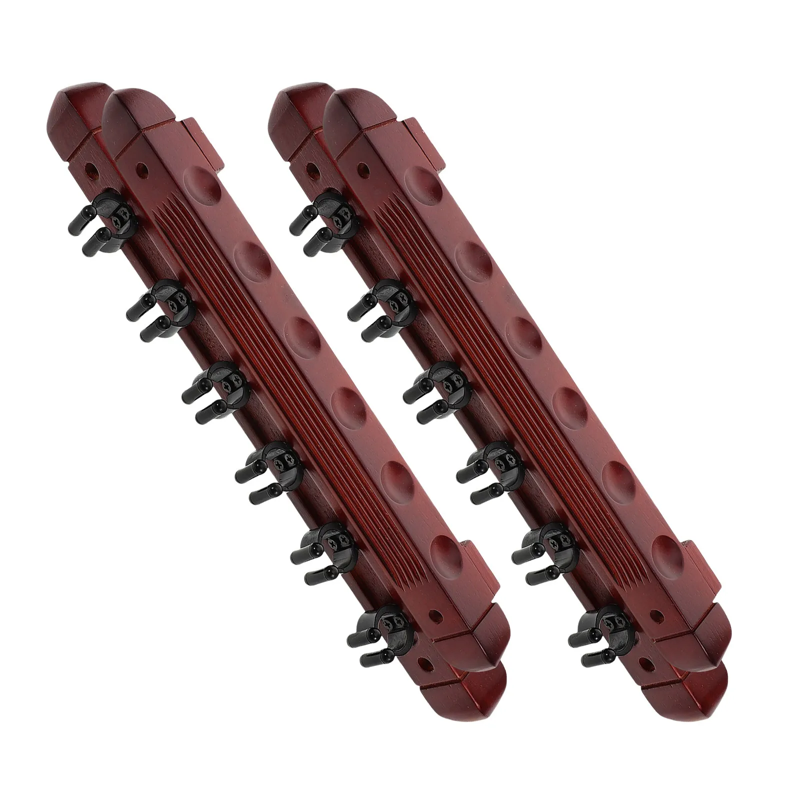 

2Sets Solid Wood Pool Cue Holder Wall Mount 6 Slot Burgundy Billiard Cue Rack Organizer for Game Room Bars Clubs Players