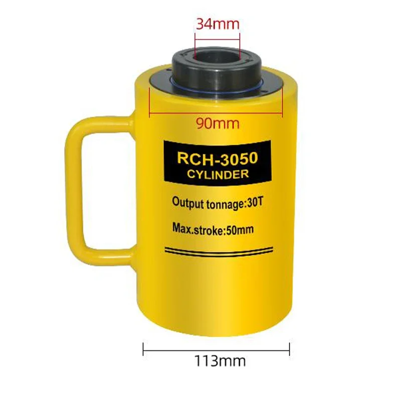 

High Quality Corrosion Resistant RCH-3050 30Ton Hollow Plunger Hydraulic Cylinder Single Acting Hydraulic Cylinder Jack