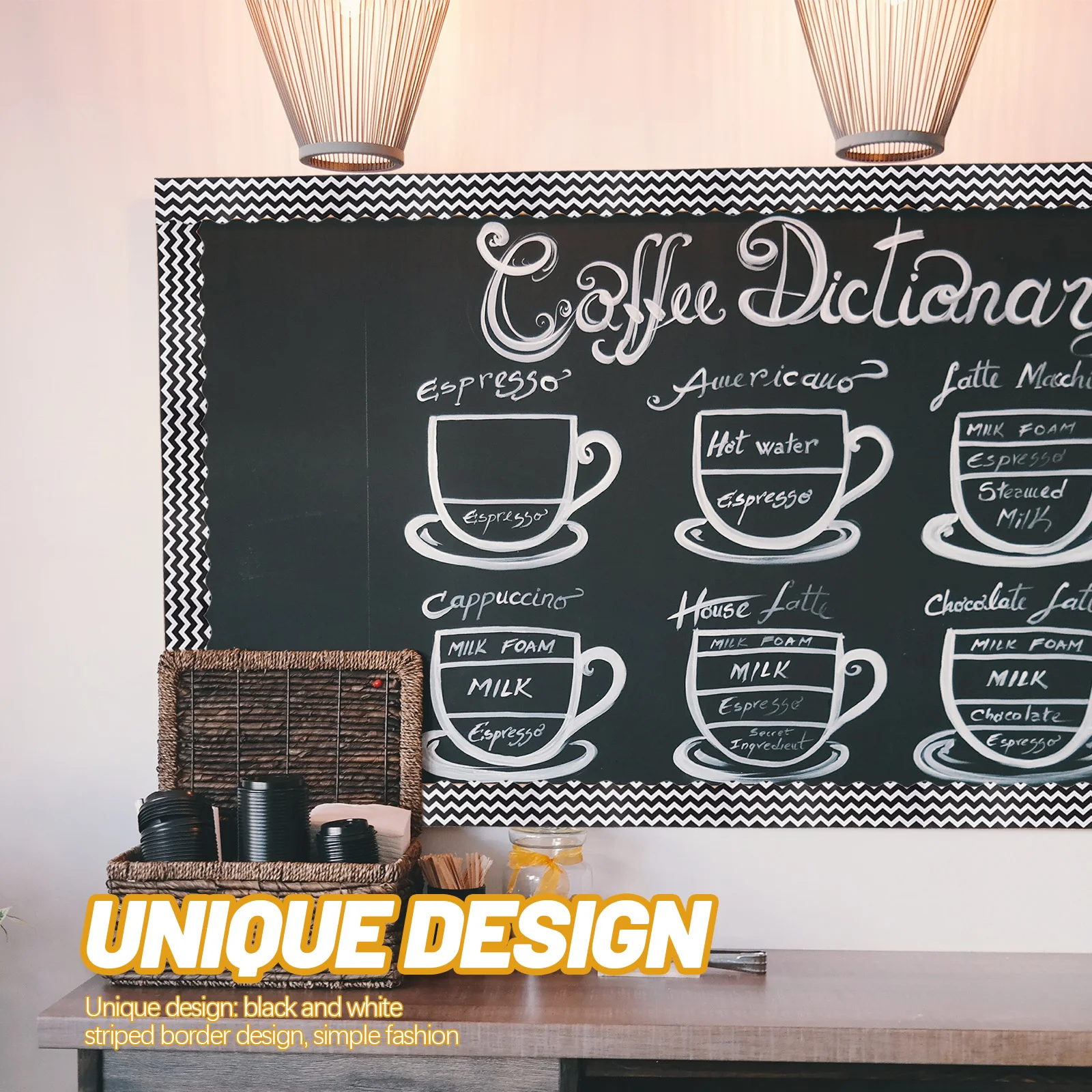 

Bulletin Board Black and White Border Stickers Boards Trim Paper Tape Color Decoration