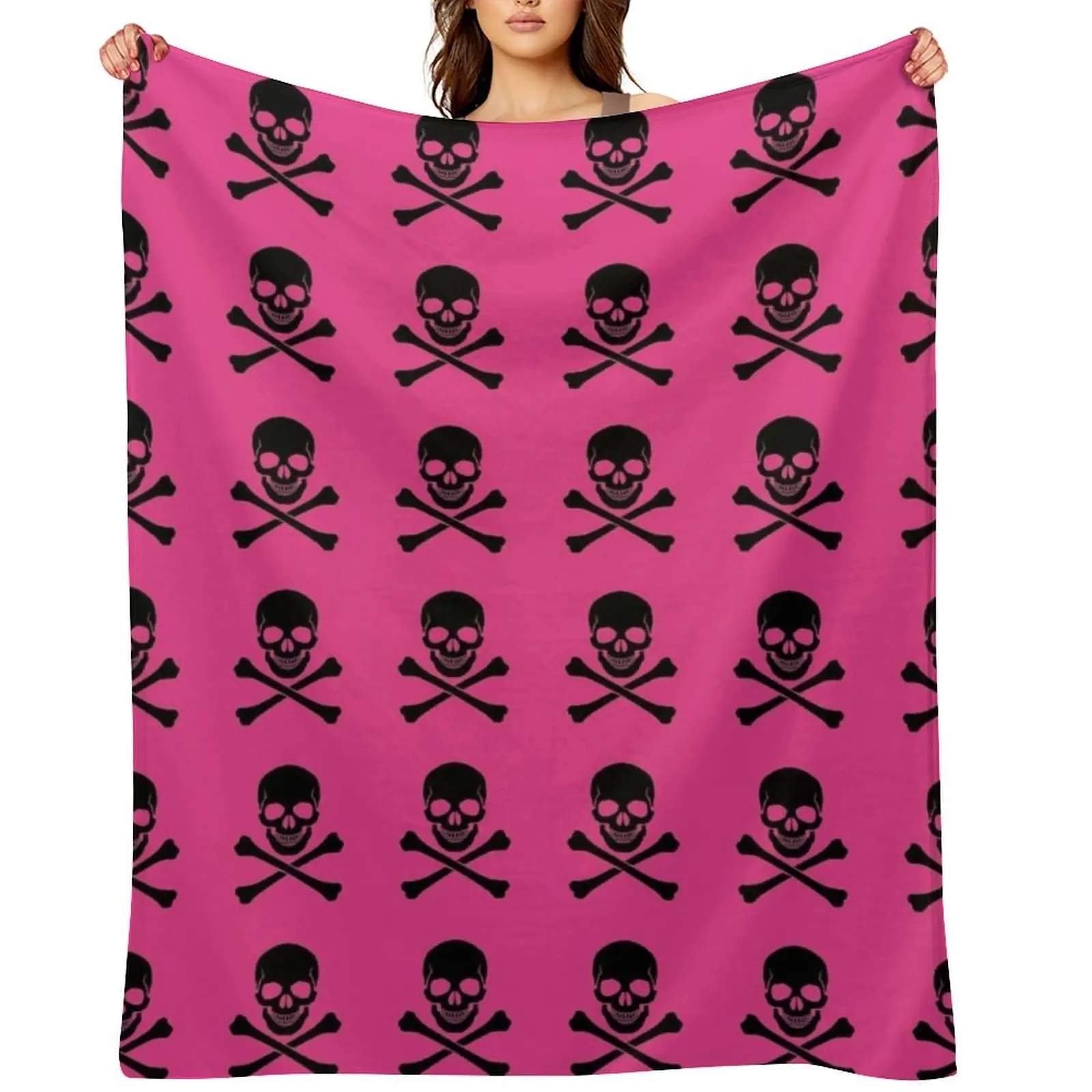 

Black Skull and Crossbones on Pink Throw Blanket christmas decoration Luxury Designer Comforter For Baby Blankets