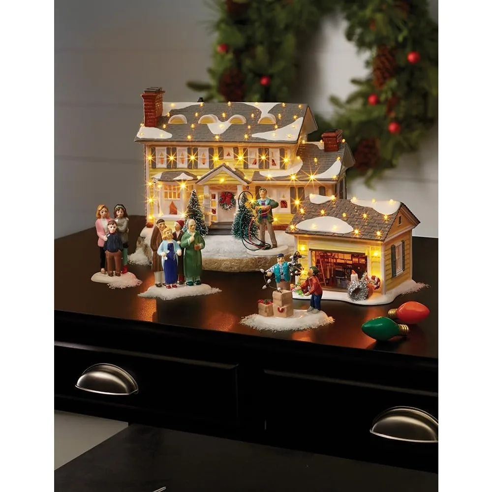 Snow Village National Lampoons Christmas Vacation the Griswold Holiday House Lit Building, 7.48 Inch, Multicolor