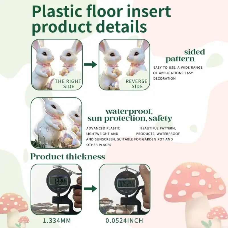 M89A عيد الفصح أرنب حديقة حصة أكريليك أرنب علامة تمثال حيواني واقعي مناسب للديكور في الهواء الطلق وأسرة الزهور #3