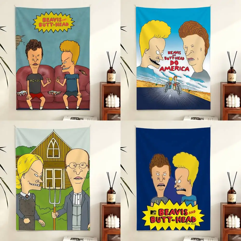 B-Beavis and Butt-head Flag Digital Printing Banner for Garage Wall Out Door Decoration