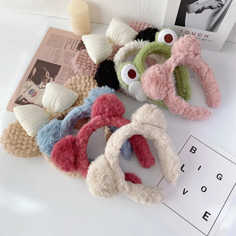 

Girl Heart Bear Hairy Headbands Korean Cat Ears Headband Sweetheart Girl Styling Face Wash Hairbands Hair Hoop for Women