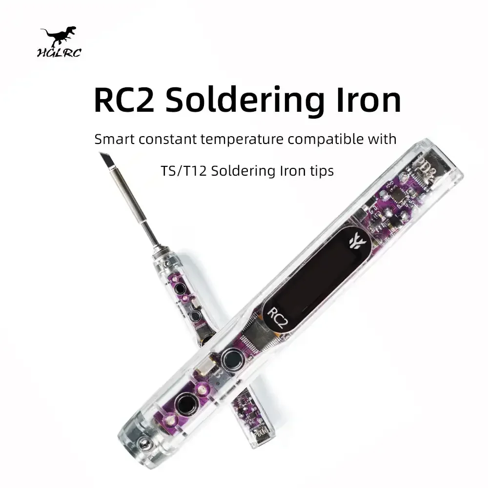 

Паяльник HGLRC RC2 OLED HD-дисплей, совместимый с паяльными жалами TS/T12 Lron