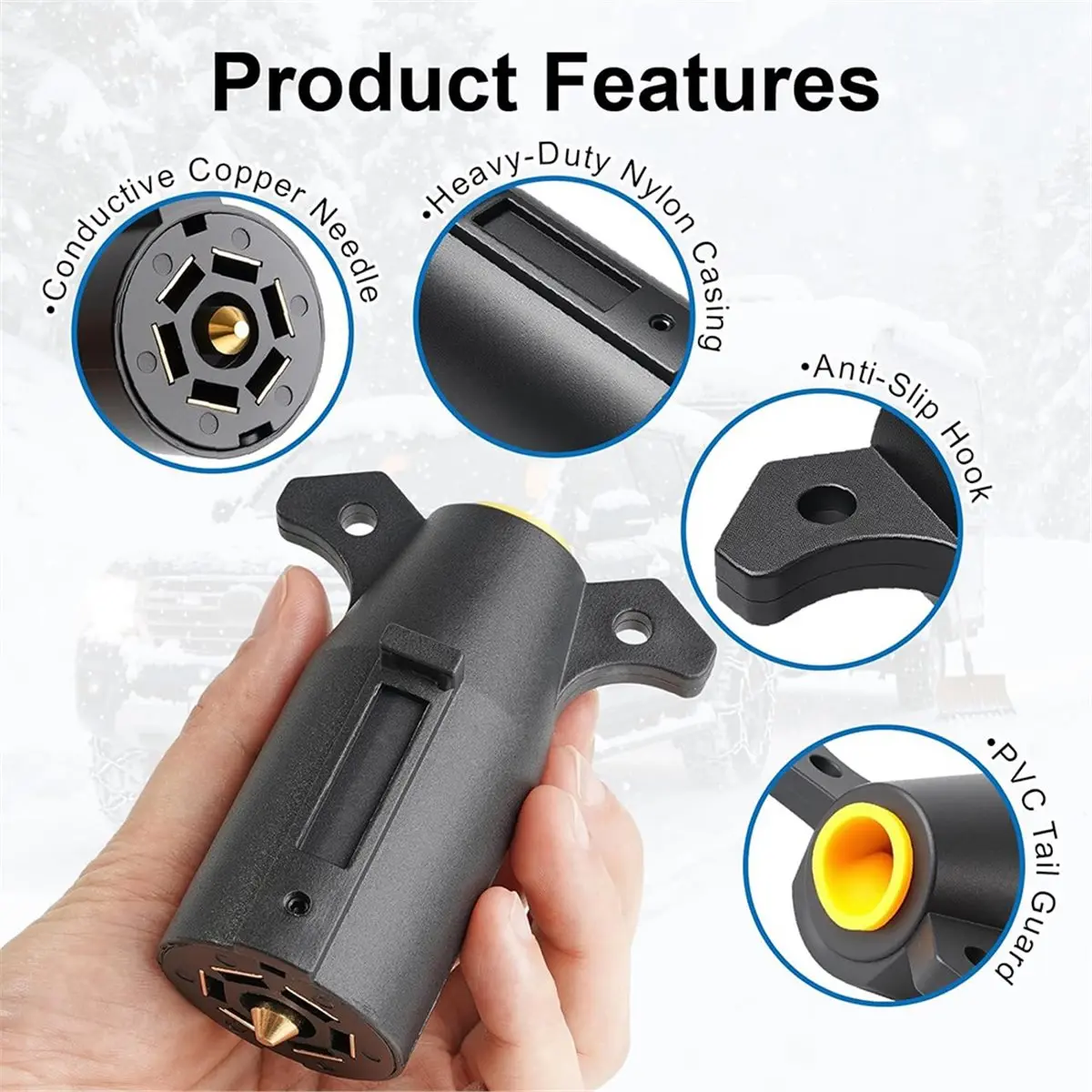 Plugue de reboque de 7 vias (2 pacotes), plugue de substituição de fiação de reboque de 12V e 7 pinos, conector de luz de reboque estilo RV redondo de 7 pontos