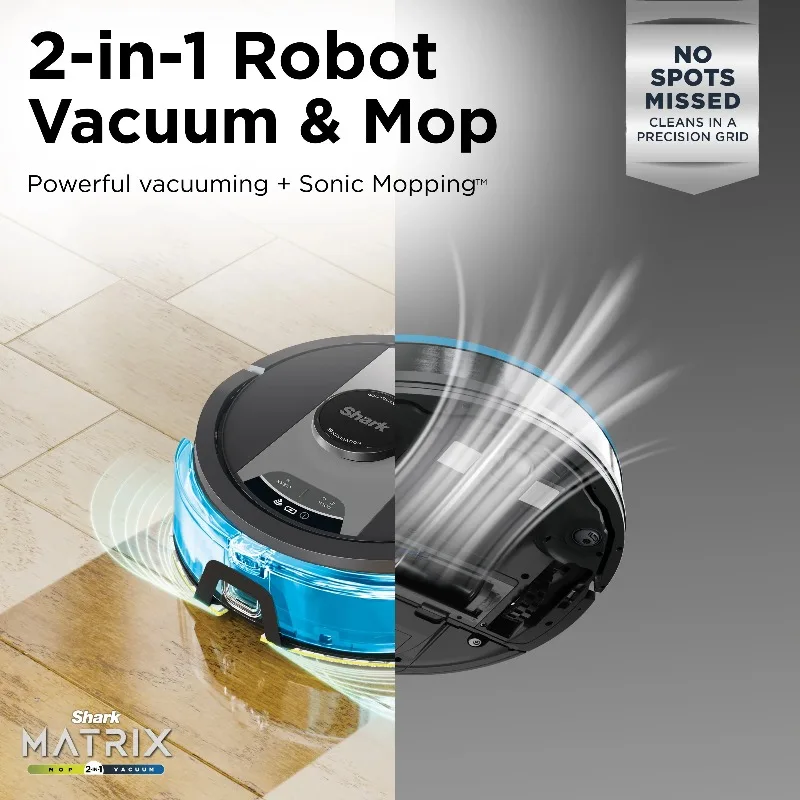 Shark® Matrix 2-in-1 Robot Vacuum & Mop with No Spots Missed on Carpets & Hard Floors, Home Mapping, RV2400WD