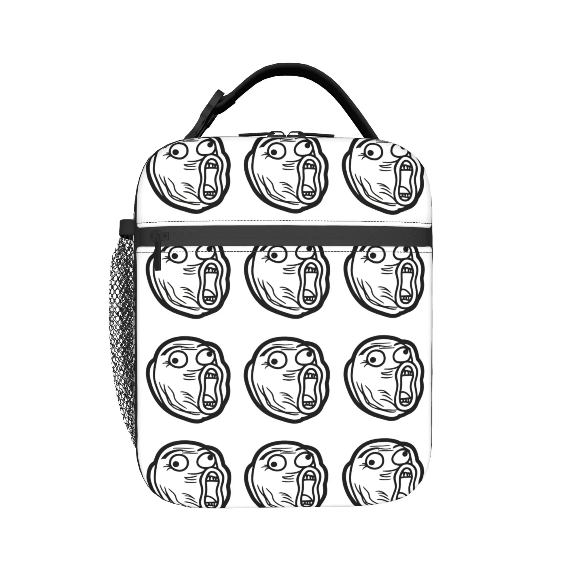Rage Comic Trollfac Lunch Bag Crazy  School Lunch Box For Men Funny Print Thermal Lunch Bags Waterproof Portable Cooler Bag