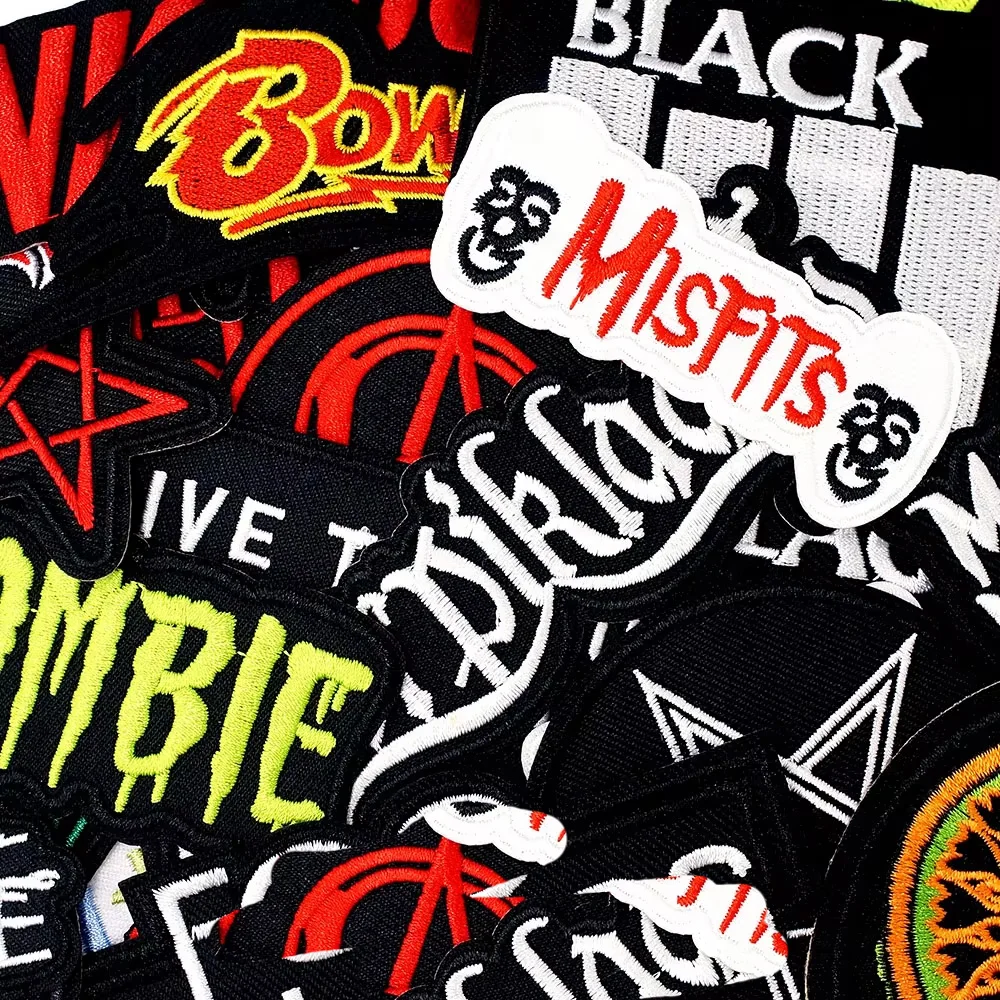 Tecido bordado Band Patch, Rock PUNK Patches, Acessórios de vestuário, Emblemas bordados, 50pcs por lote