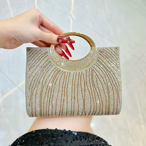 Fashion Evening Bag, Sparkling Rhinestone Striped Handbag, Wedding Bridesmaid Bag, Party Bag, Formal Dress Bag, Shoulder Bag