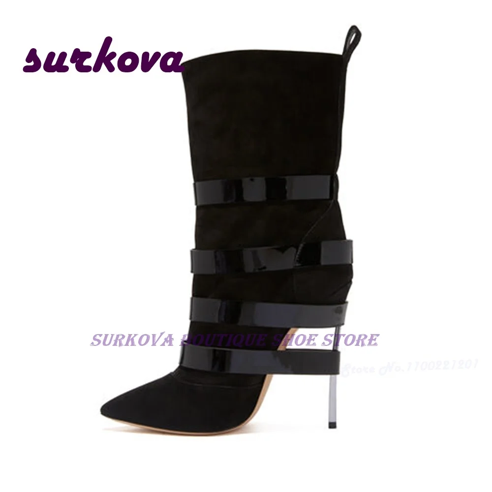 

Ботильоны С Острым носком, на тонком высоком каблуке, до середины икры