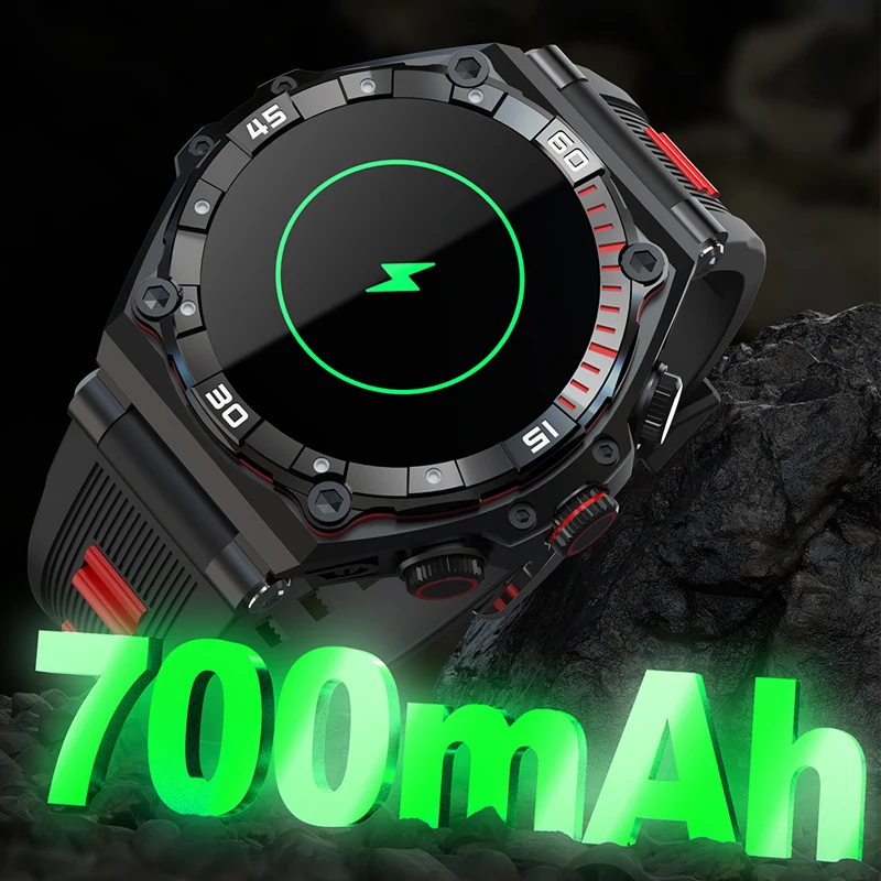 Military Outdoor Smart Watch 1.43 inch GPS Sport Watch 700 mAh Battery Screen Always Display Time Bluetooth Call Smartwatch Men