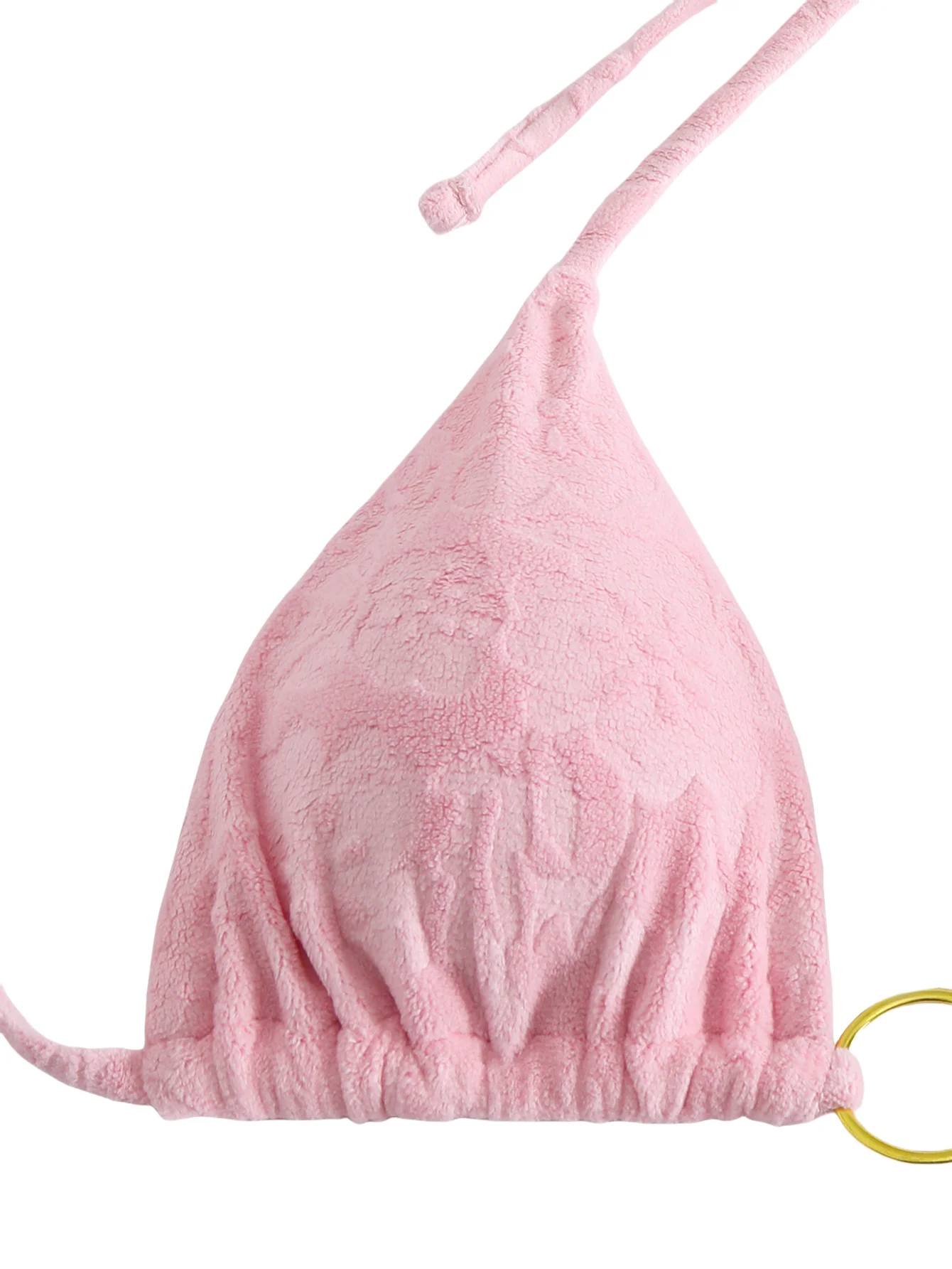 Nuevo Conjunto de Bikini rosa con parte superior triangular Floral, parte inferior con lazo lateral, traje de baño de dos piezas para mujer, Bikini Sexy con cuello Halter, traje de baño para playa para mujer