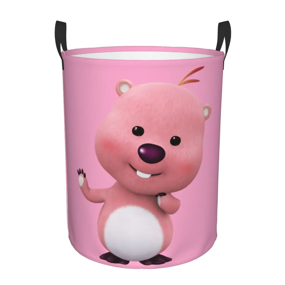 

Custom Pink Cute Cartoon Anime Little Beaver Loopy Laundry Hamper Large Clothes Storage Basket Toy Bin Organizer for Nursery