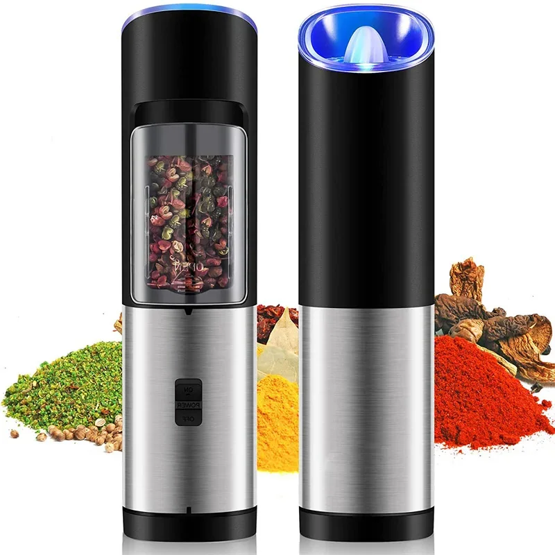 

Automatic Electric Pepper Grinder Salt Spice Mill Gravity Operation LED Light Adjustable Coarseness Spice Grinder for Kitchen