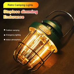 Retro Lamp Portable Camping Lantern USB Recharge Camping Tent Travel Light Vintage Outdoor Lighting Camping Equipment Flashlight