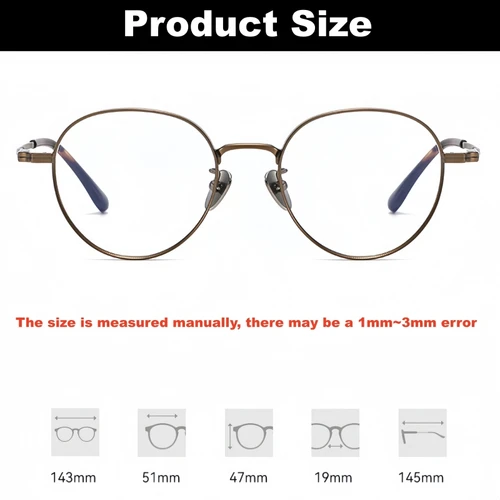 Imagen 2 del producto YIMARUILI, gafas de lujo de titanio puro para hombres y mujeres, montura Retro redonda, gafas graduadas ópticas grandes de ala ancha CT-266