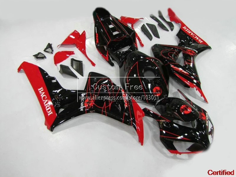 ZXMT Fairing Set For 2004 2005 Honda CBR1000RR 2006 2007 CBR 1000 RR 04 05 06 07 1000RR Black BACARDI Fairings Parts