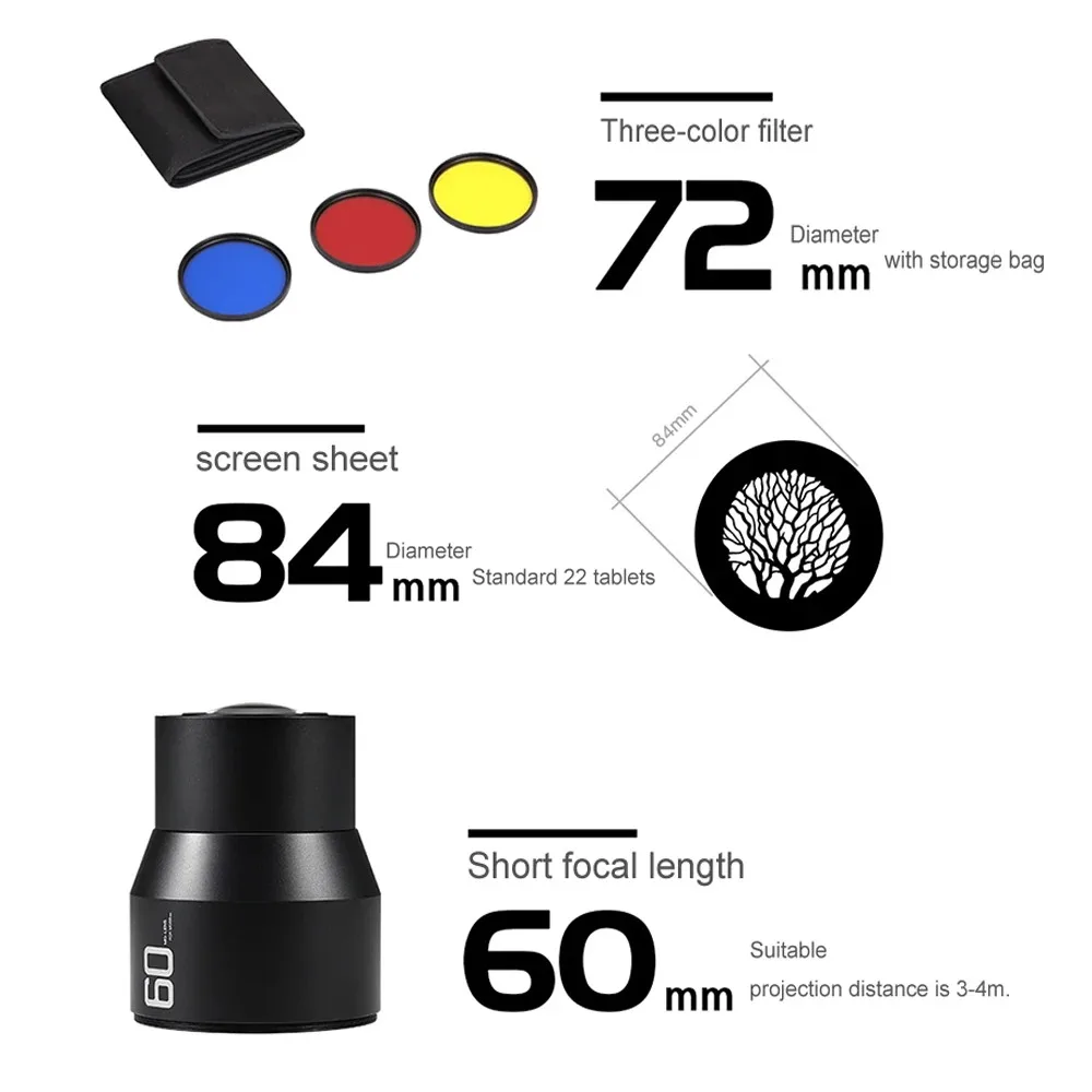 MIAOTU MG06 Bowens Mount Focalize Conical Snoots Optical Focusing Projection Art Special Effects Kit for Photo Studio Accessory