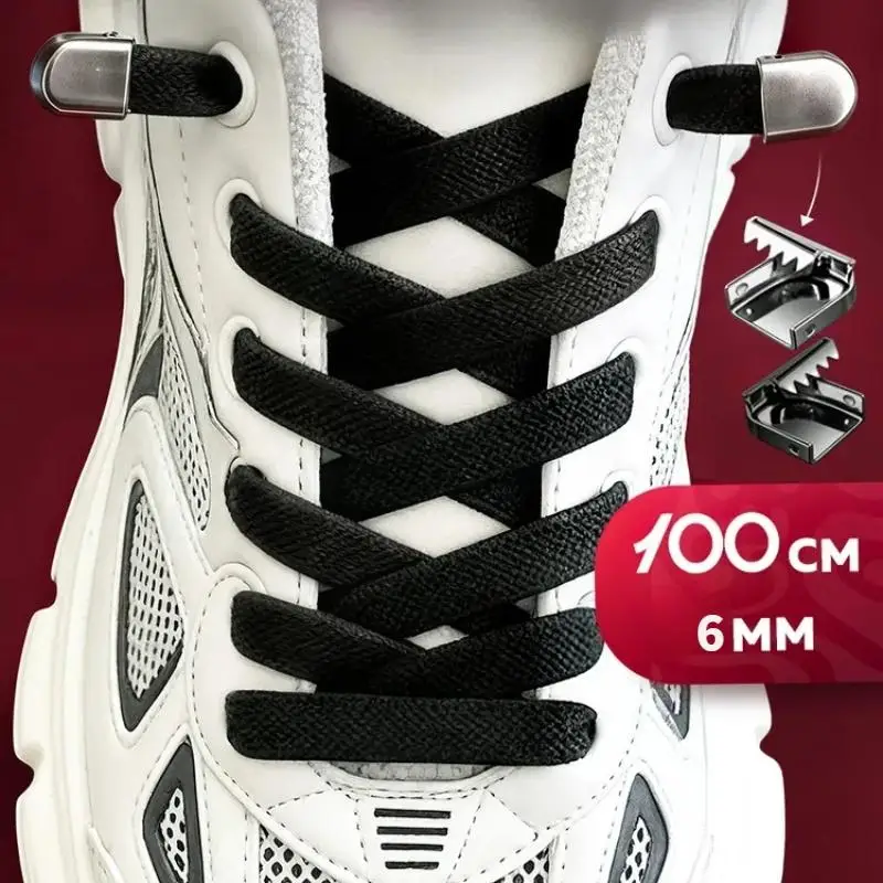 Keine Schnürsenkel, elastische Schnürsenkel für Sneaker, 6 mm flache elastische Schnürsenkel ohne Binden, für Kinder und Erwachsene, Schuhzubehör. – Detail 1