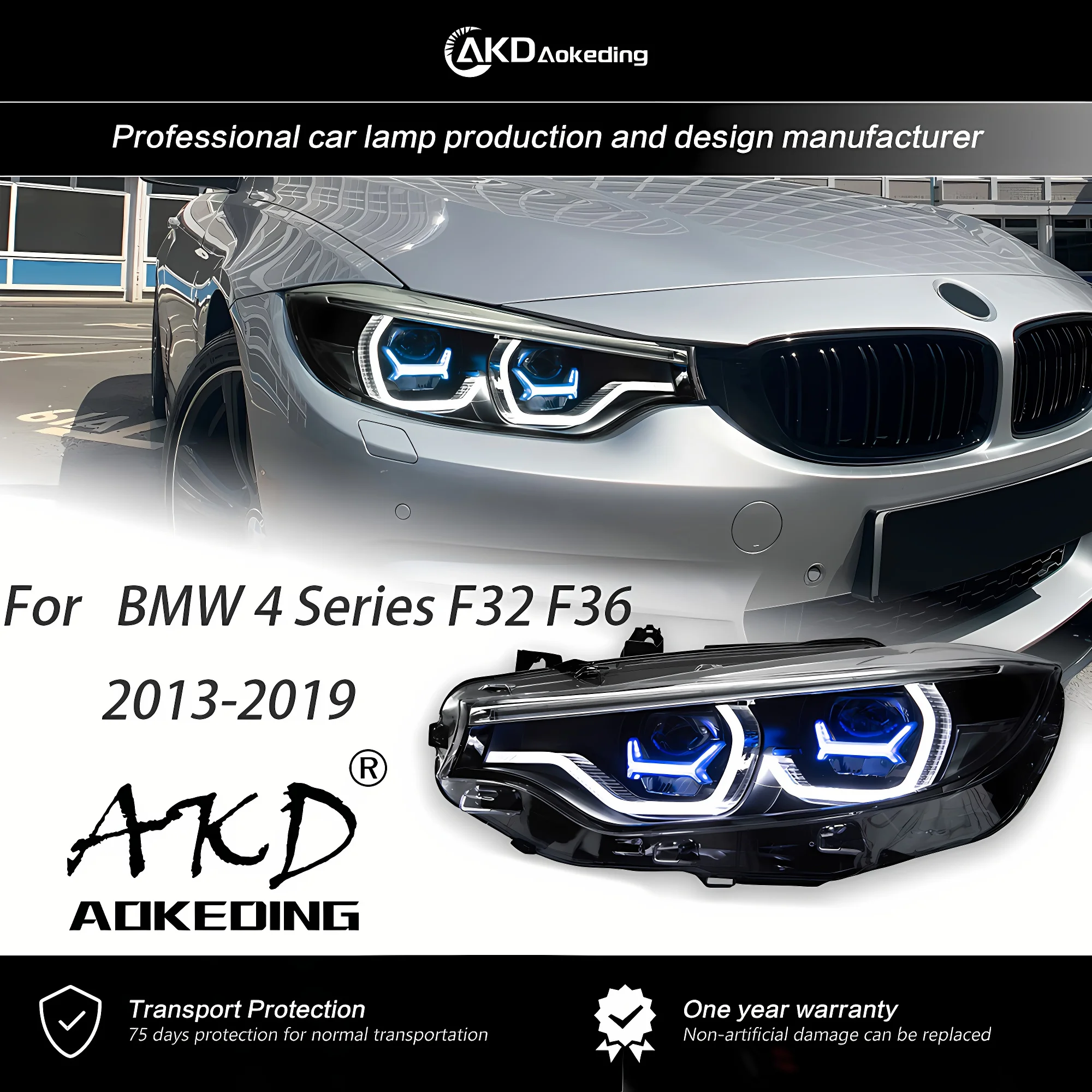 

AKD передняя лампа для BMW 4 серии F32 F36 M4 2013-2019 лазерный стиль сменные светодиодные дневные ходовые огни сигнал автомобильные аксессуары 2 шт.