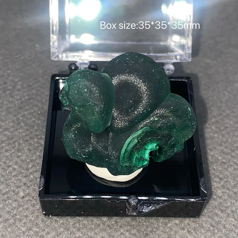 

100% natural Malachite raw stone mineral specimen healing crystal gemstone collection Box size:35*35*35mm