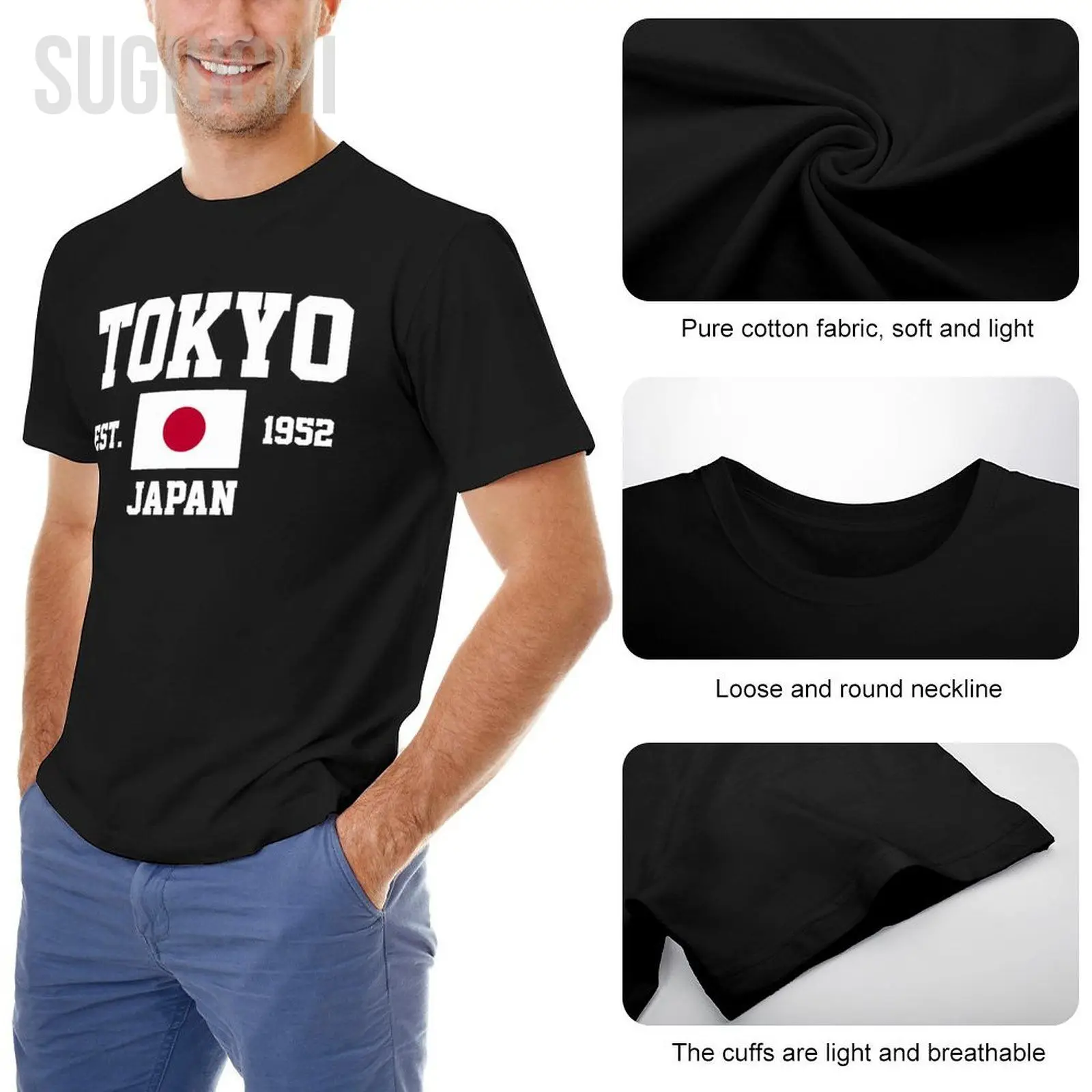 Flag of  Japan EST.1952 Tokyo Men Tshirt Tees T-Shirt O-neck T Shirts Women Boys Clothing 100% Cotton