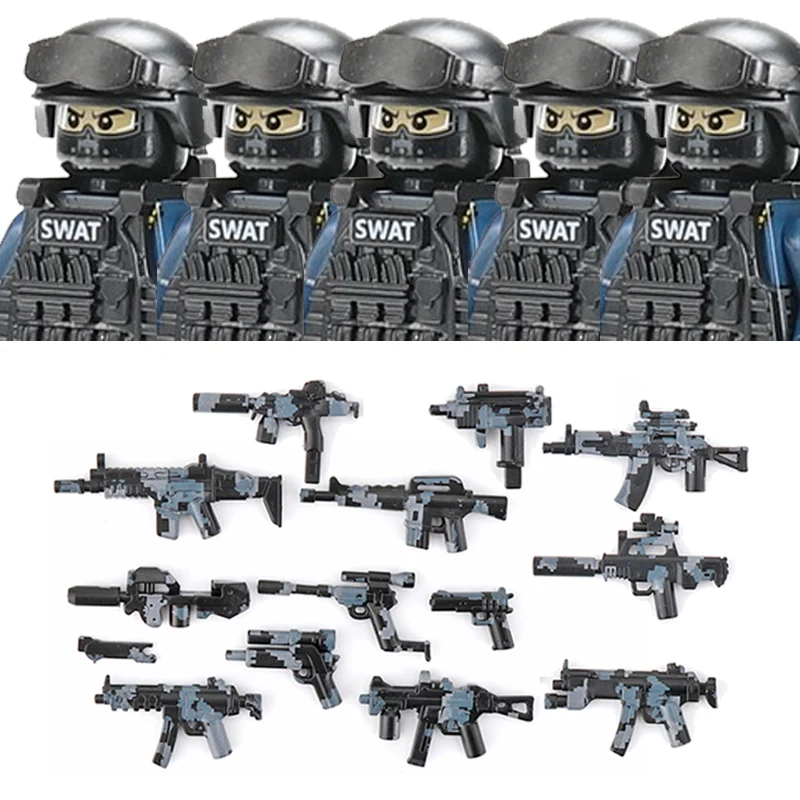 Militär Figuren Aufruf Polizei Soldat Bausteine Stadt Kommando Special Forces SWAT Waffen Weste Ziegel Kinder Spielzeug Geschenk