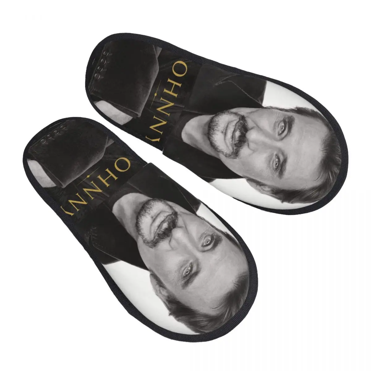 Custom Print French Rock Johnny Hallyday Guest Slippers for Bathroom Women France Singer House Slipper