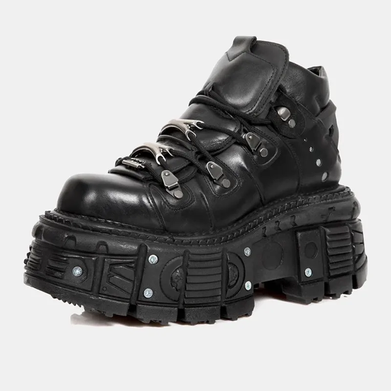

Punk Style Women Thick Bottom Shoes For Woman's Lace-Up Round Toe Man Platform Sneakers Ladies Dad Shoes Gothic Ankle Boots 2025