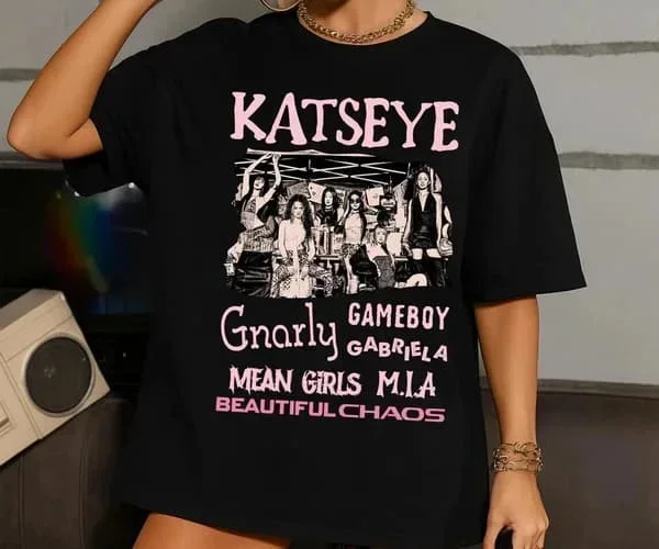 KATSEYE Kpop Girl Group Vintage 90s Bootleg T-shirt 6 Members Graphic Print Unisex Fashion Harajuku Casual Street Aesthetic Tops