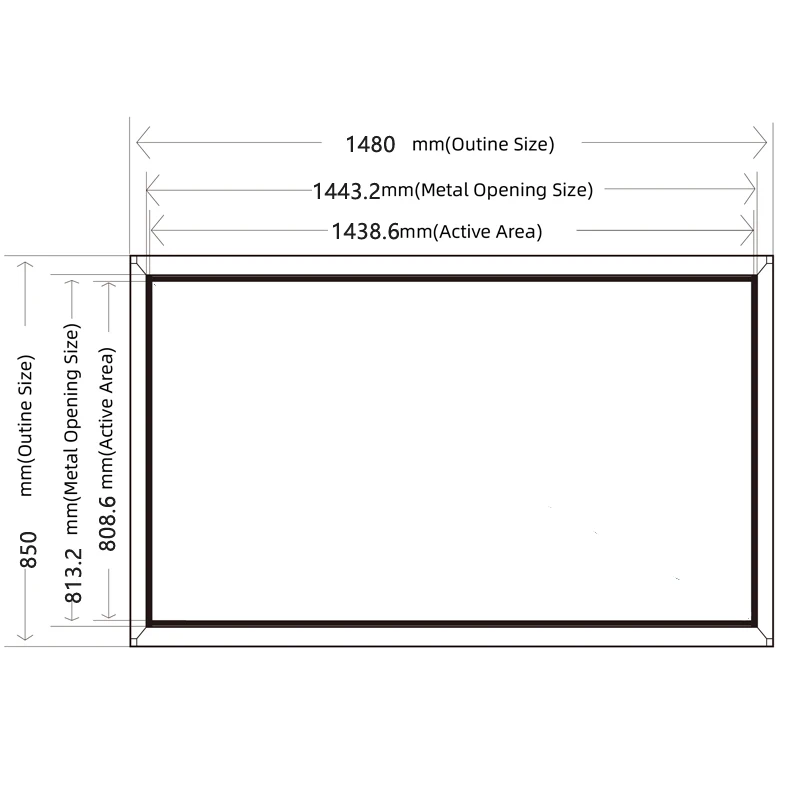 Custom  1480*850mm IR Touch Frame 10 points Infrared Touch Screen Kit  Free-drive for Lcd Monitor Touch Panels without Glass