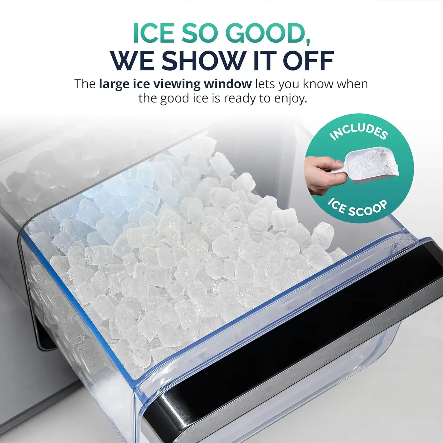 Máquina de hielo de acero inoxidable negro, máquina de hielo de encimera, 44 libras en 24 horas, perfecta para Bar en casa, cocina, RV, oficina en casa