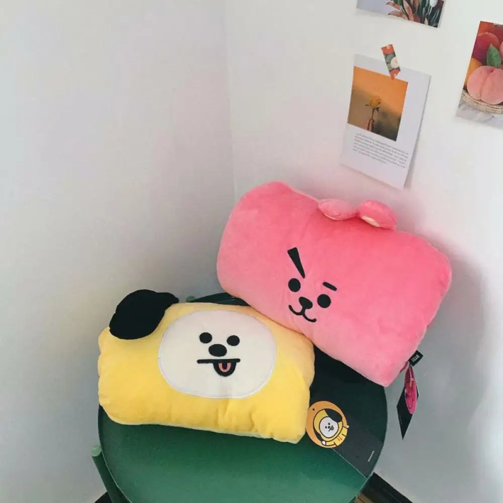 30CM Kawaii BT21 Anime Hobby Tata Rj Chimmy Cooky Shooky Mang Koya Cartoon Winter Pillow Girl Plush Hand Cover