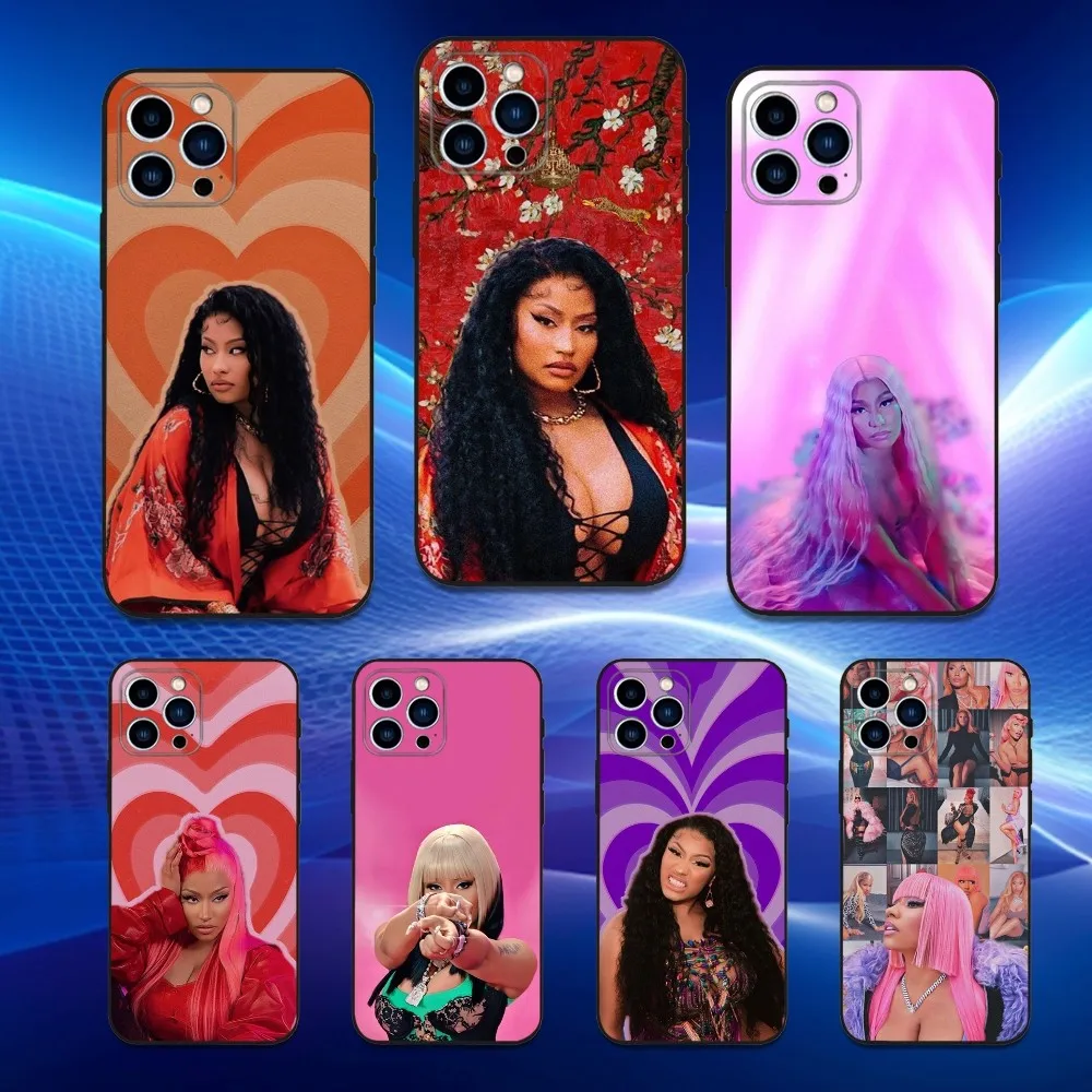 

N-Nicki M-Minaj Singer Phone Case For iPhone 16,15,14,13,12,11 Plus,Pro Max,XS,X,XR,SE,Mini,8,7,Soft Silicone Black Cover