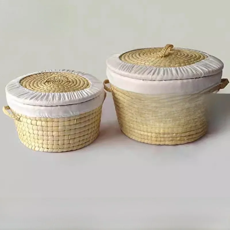 

Commercial Size High Baskets with Cloth Covers for Sted Buns Wier Weaving Bread Basket Household Storage Organizer