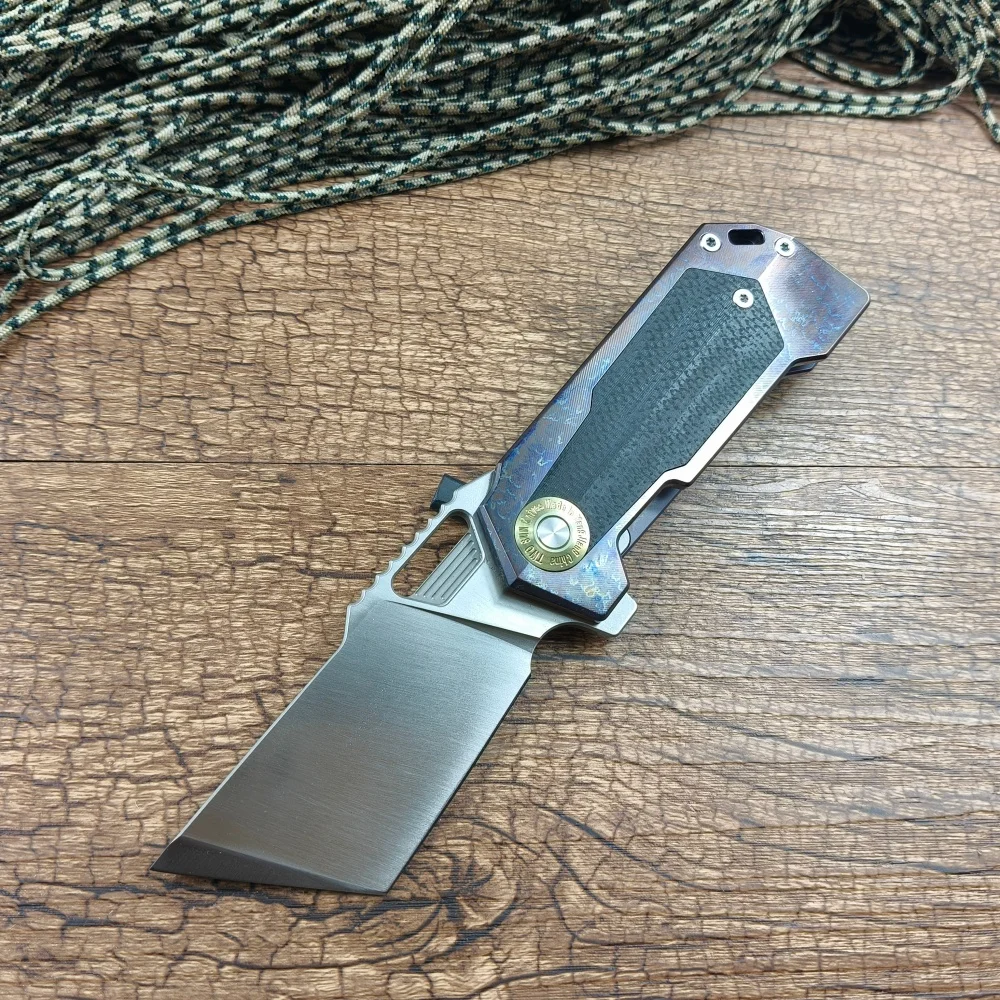 TwoSun Tanto Hunting Folding Knife D2 Blade Micarta Titanium Handle Flipper Fast Open TS500 - view 6