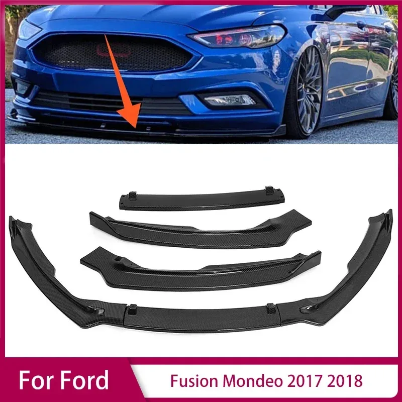

For Ford Fusion Mondeo 2017 2018 front Bumper Splitter Lip Spoiler Diffuser Black/Carbon Fiber Look Parts Body Kit Shovel