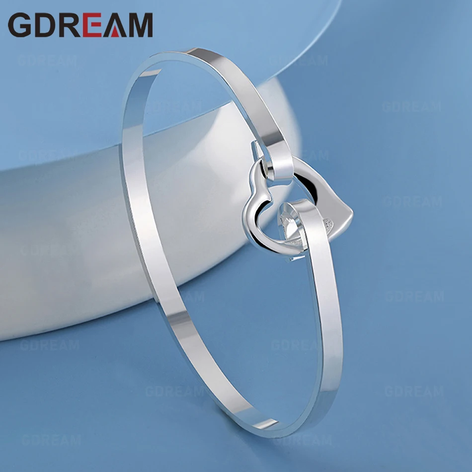 

GDREAM 925 Sterling Silver Heart Clasp Bracelet - Exquisite And Cute Wedding Party Jewelry For Women