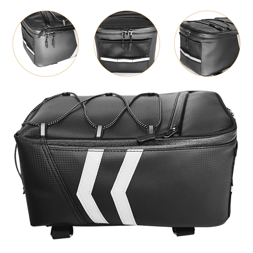 

1Pcs Waterproof Bike Back Seat Bag High Quality PU Mountain Rear Pouch Cycling Tail Container Reflective Large Capacity