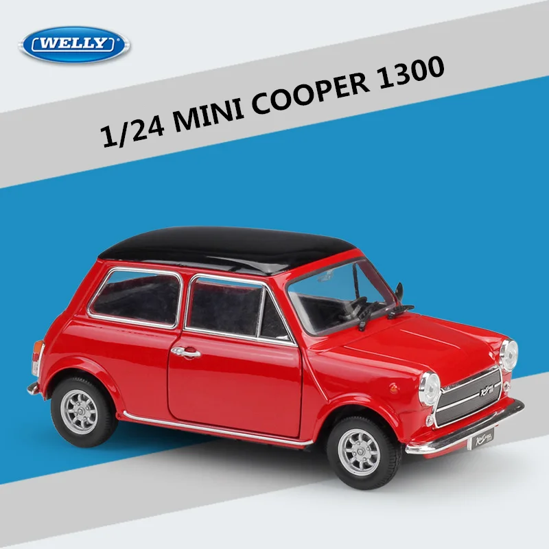 Mini Cooper 1300 Voiture Miniature 10,5 Cm – Moteur à Friction, Portes Ouvrantes, Modèle Métal, Collection Ou Jeu, 4 Couleurs