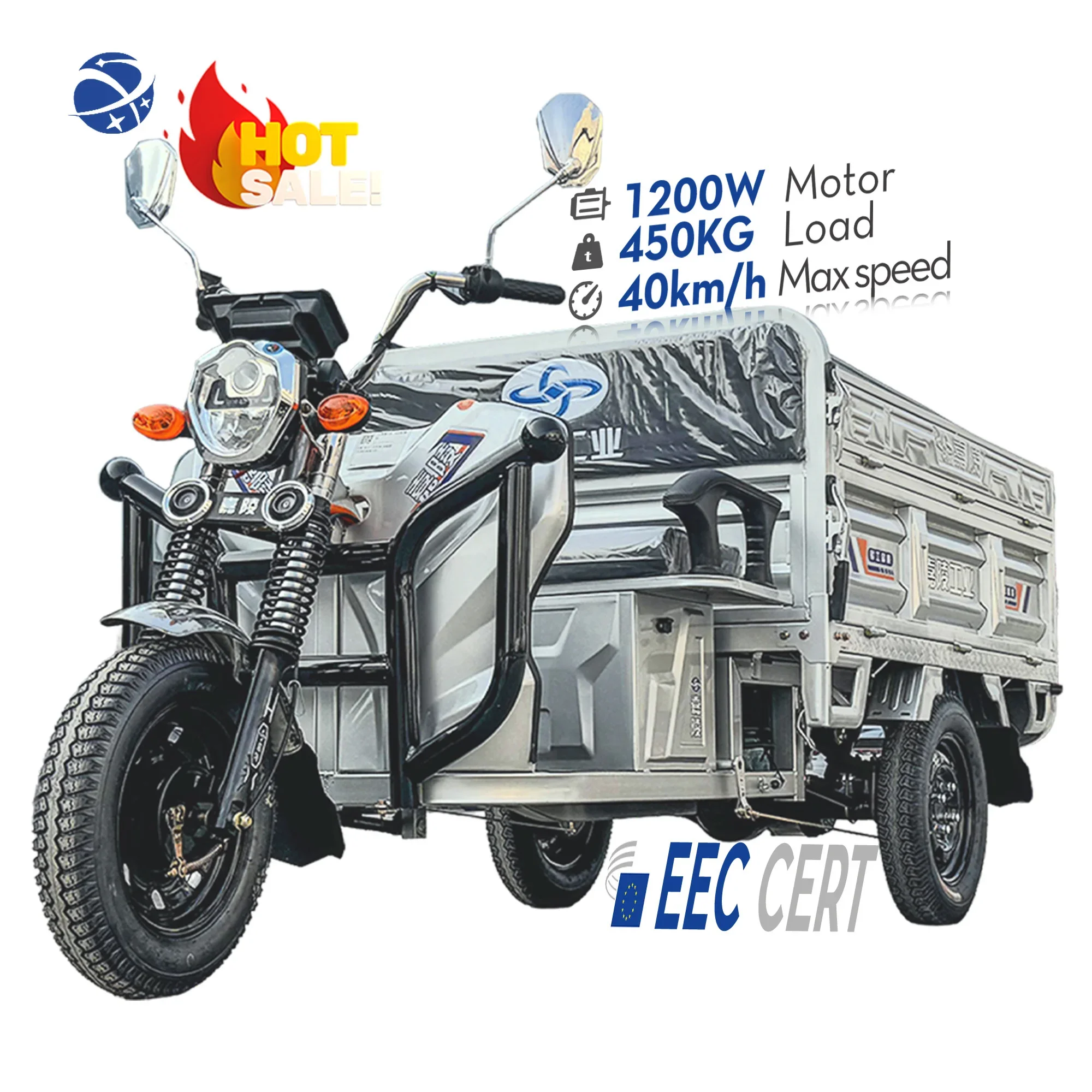 YunYi Lb160Gy High Quality Motorcycle Tricycle 3 Wheel Cargo For Adult Car Gold Body Spring Steel Box Frame Power Battery Engine