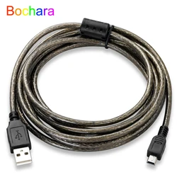 Bochara Mini 5Pin USB 2.0 typ męski do Mini 5Pin kabel męski 24 + 28AWG folia 1.5m 1.8 3m 5m 10m