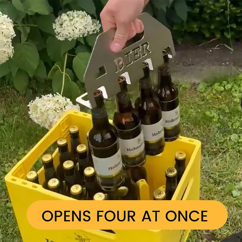 

Four Link Beer Bottle Opener And Holder, A Multifunctional Stainless Steel Beer Bottle Opener Tool Suitable For Beer Enthusiasts